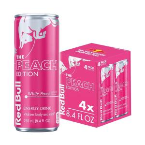 imageRed Bull Peach Edition Energy Drink White Peach 84 fl oz Pack of 4 with 80mg Caffeine Taurine amp B VitaminsWhite Peach