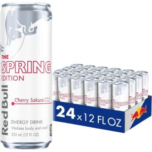 imageRed Bull Spring Edition Energy Drink Cherry Sakura 114mg Caffeine Taurine amp B Vitamins 12 oz Pack of 24 Cans