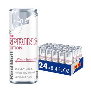 imageRed Bull Spring Edition Energy Drink Cherry Sakura 80mg Caffeine Taurine amp B Vitamins 84 fl oz Pack of 24 Cans