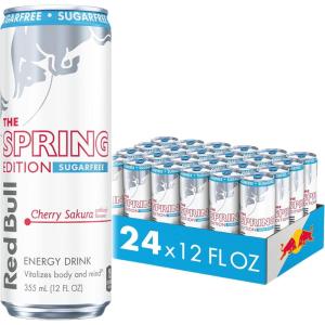 imageRed Bull Spring Edition Sugarfree Energy Drink Cherry Sakura 114mg Caffeine Taurine amp B Vitamins 12oz Pack of 24 Cans